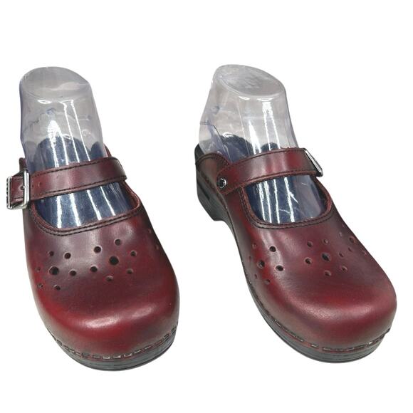 Dansko Women’s Red Merrie Red Leather Mary Jane’s Size 37 US 6.5/7 - Picture 5 of 10
